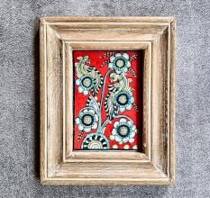 Vintage Hand Painted Kalamkari Floral Bird Frame